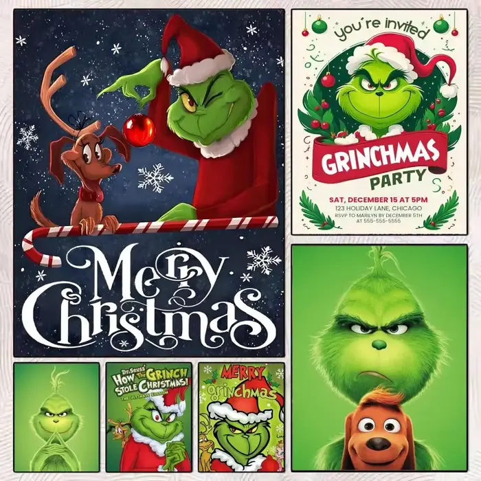 Classique chaud joyeux noël le G-Grinch affiche autocollant parfait auto-adhésif mur Art conçu pour les espaces de salle à manger de bureau à domicile