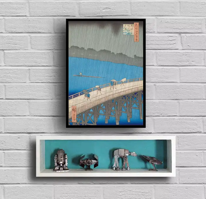 Peinture sur toile d'art japonais, affiche Hiroshige, pont Ohashi