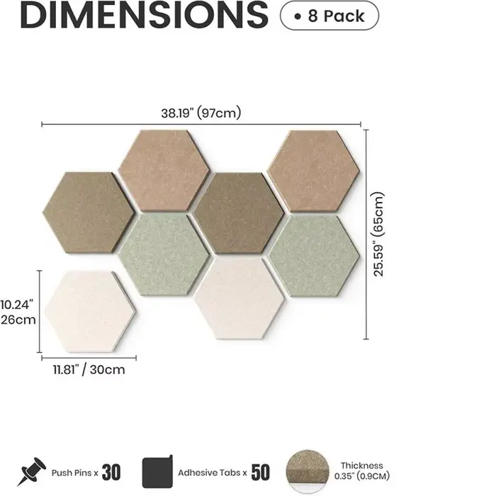 Tableau hexagonal en liège de 12 pouces, tableau d'affichage hexagonal pour prières/visions, panneau