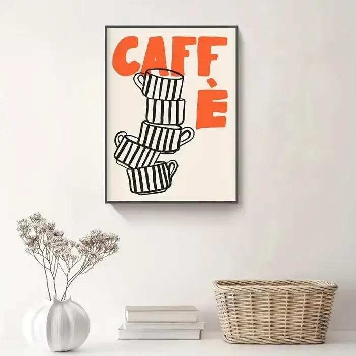 Toile imprimée de café italien rétro, 1 pièce, Art mural de cuisine, affiche d'espresso sans cadre, lettrage «Caffé», décor esthétique de bureau et de maison