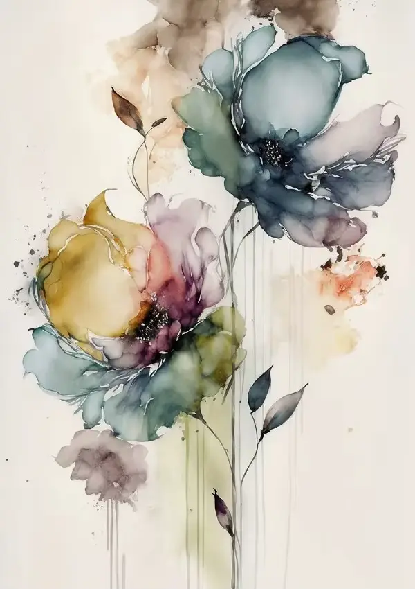 Affiche d'interconnexion romantique de couple et de fleurs, convocation d'amour, peinture sur toile,