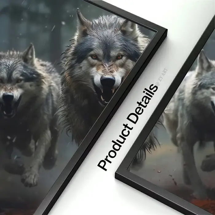 Affiche murale sur toile avec loup en cours d'exécution hurlant quelque part