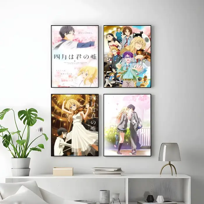 Affiche Anime Your Lie In April HD, décoration murale polyvalente et imperméable, auto-adhésive, parfaite pour toute pièce et cadeau idéal