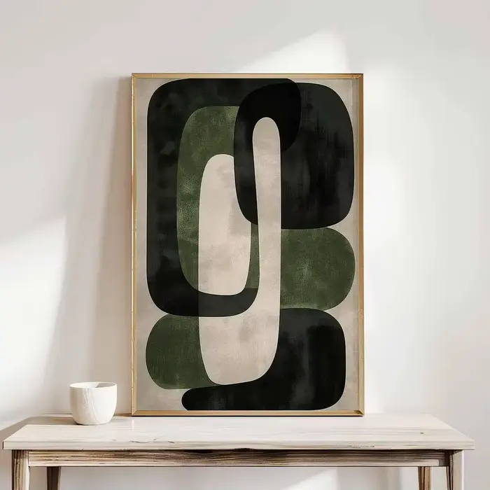 Art mural vert, art moderne vert, impression d'art abstrait, art mural vert et noir, art contemporai
