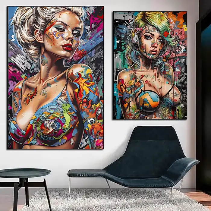 Affiche d'Art Mural Abstrait avec Graffiti pour Décoration de Maison