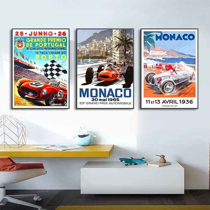 Affiche et impressions de course de voitures vintage Monaco