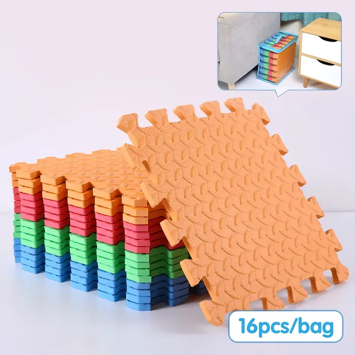 Puzzle Polymère Optique Carré, 0.4 Pouces/16 Pièces, 30x30cm, OligFoam, pour Bébé, Activités en Cham