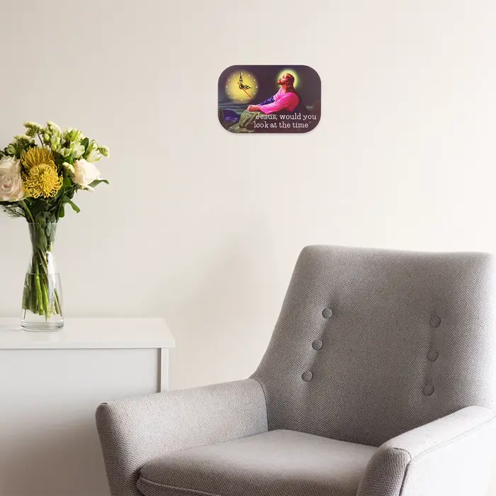 Horloge murale créative sans cadre à piles Jésus 2024 pour la décoration intérieure