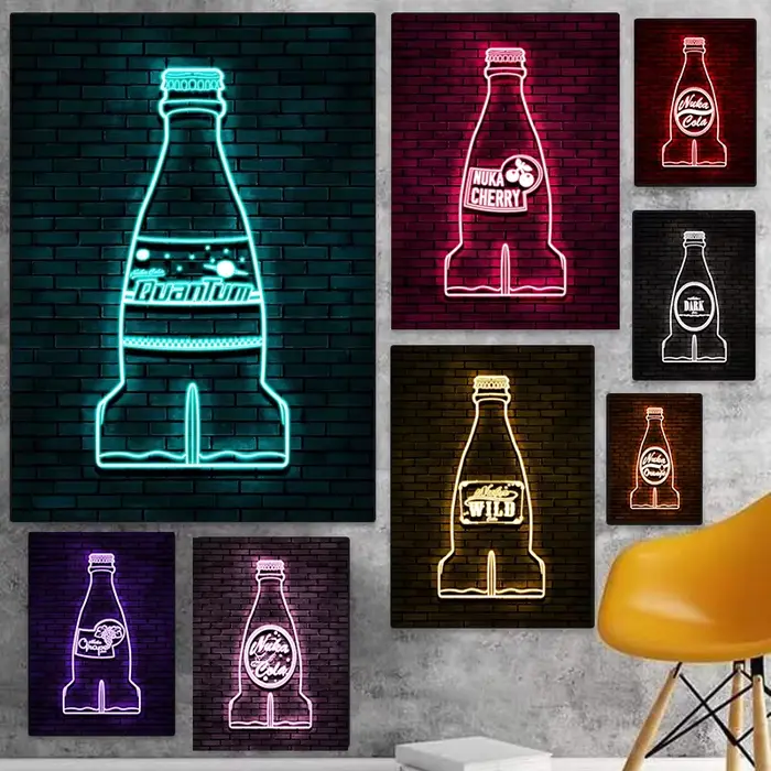 Nuka Cola Bottle Neon Light Printing Canvas Painting