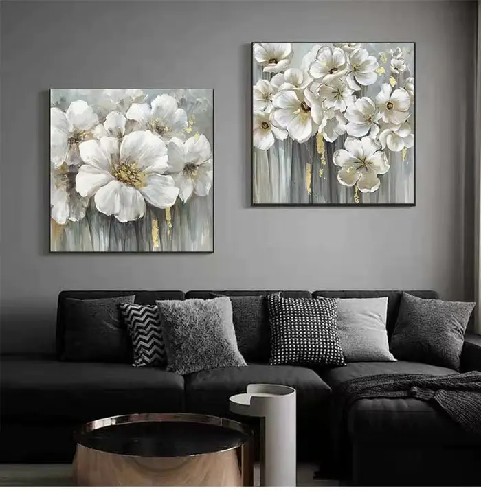 Mintura – tableau mural pour salon, peintures à l'huile sur toile peintes à la main, nombreuses fleurs blanches, décor d'hôtel, Art de maison, sans cadre