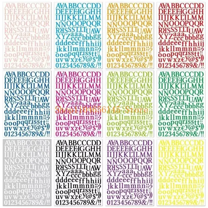 5ASD 12 feuilles lettres multicolaires Autocollant pour le scrapbooking Decors Letter Sticker