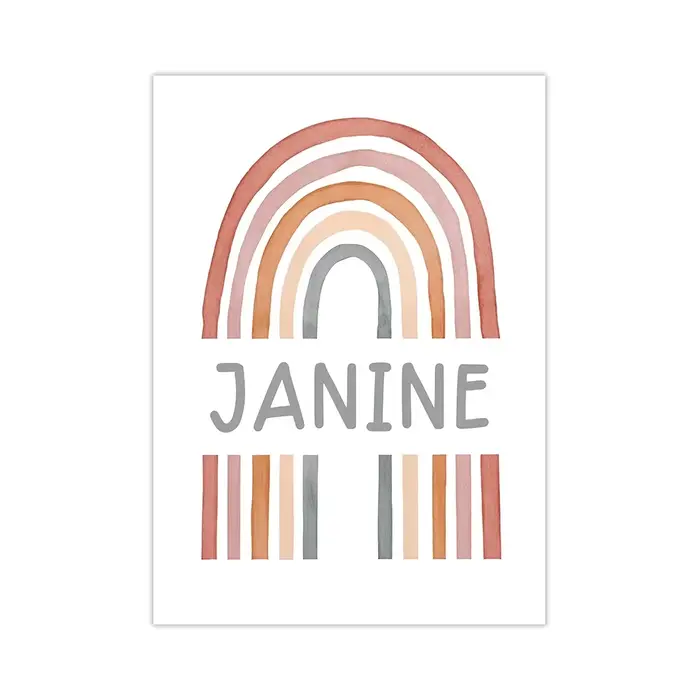 Affiche en Toile Arc-en-ciel Personnalisée avec Nom, Décor avec Nministériels d Papillon Rose pour C