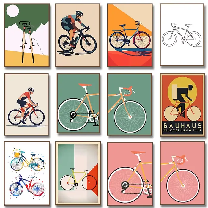 Peinture sur toile de cycliste, art mural minimaliste de cyclisme, affiche imprimée, vélo, images modernes pour la décoration du salon, cadeau pour les amateurs de vélo