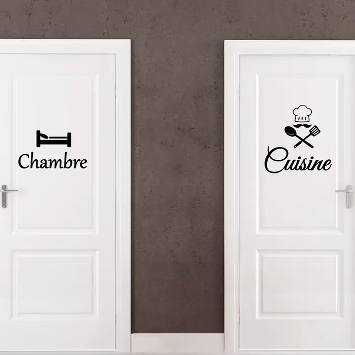 Autocollant de porte de Cuisine et de Chambre française, autocollant de Cuisine, chambre à coucher, 