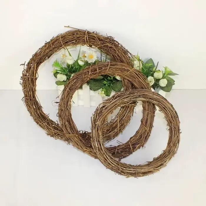 10cm/15cm/20cm cadre en rotin artificiel maison de mariage fête de noël jardin extérieur décor bricolage mariée couronne porte accessoire suspendu