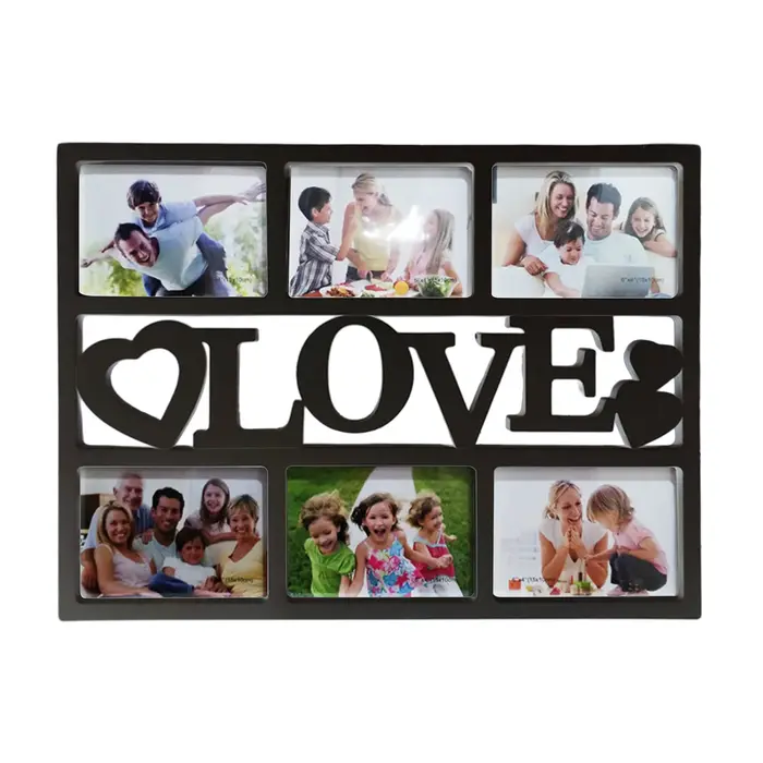 Cadre photo créatif à 6 emplacements pour décoration murale, avec ouvertures multiples, design famil