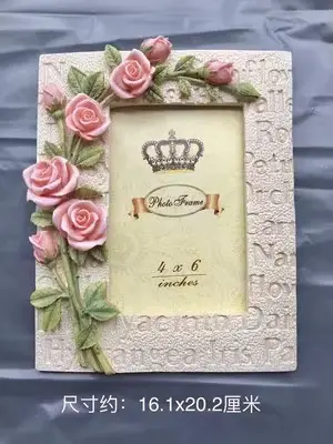 Cadre photo en résine rose en relief, série de fleurs européennes, décoration de la maison