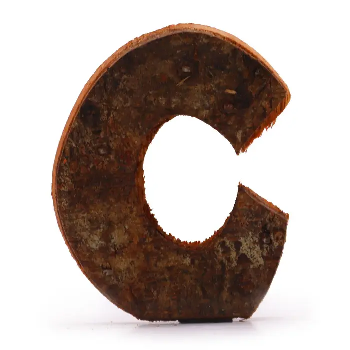 Rustic Bark Letter - C - 7cm