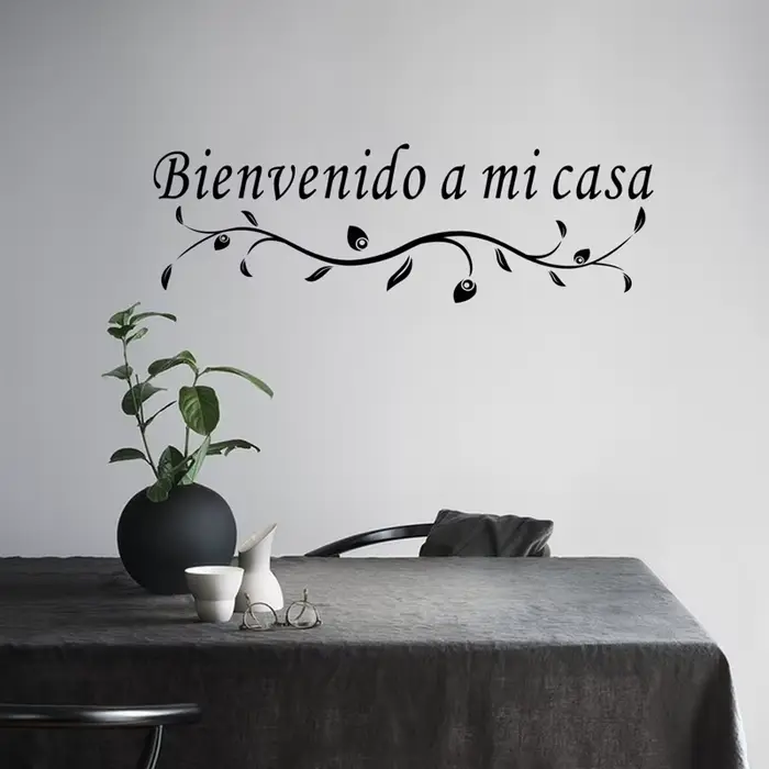 Autocollant mural espagnol « Bienvenido a mi casa » pour la décoration de la maison, salon, mur en v