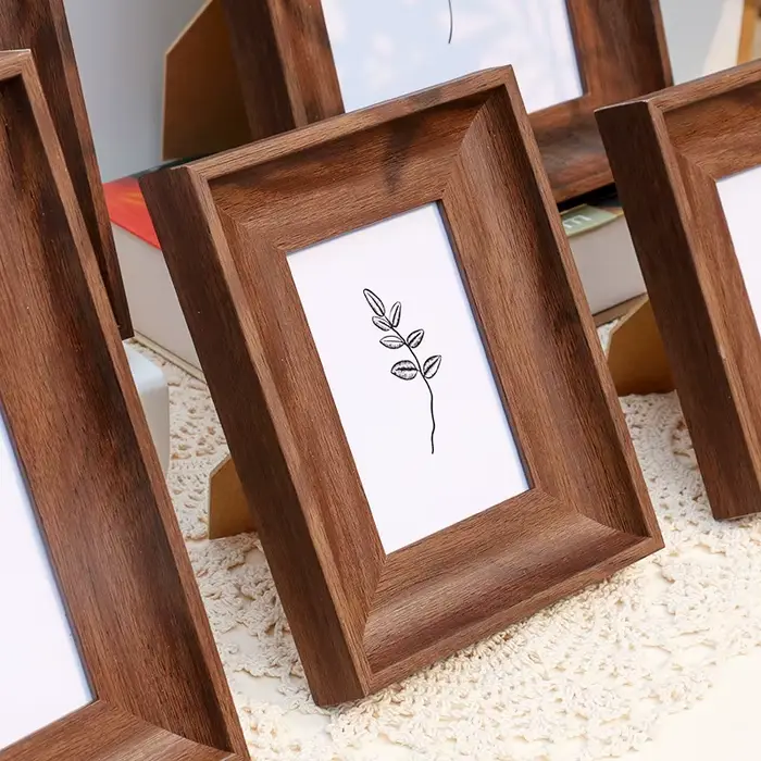 Cadre photo simple pour document en bois, bordure annulée, modèles à usage touristique, ornements mu