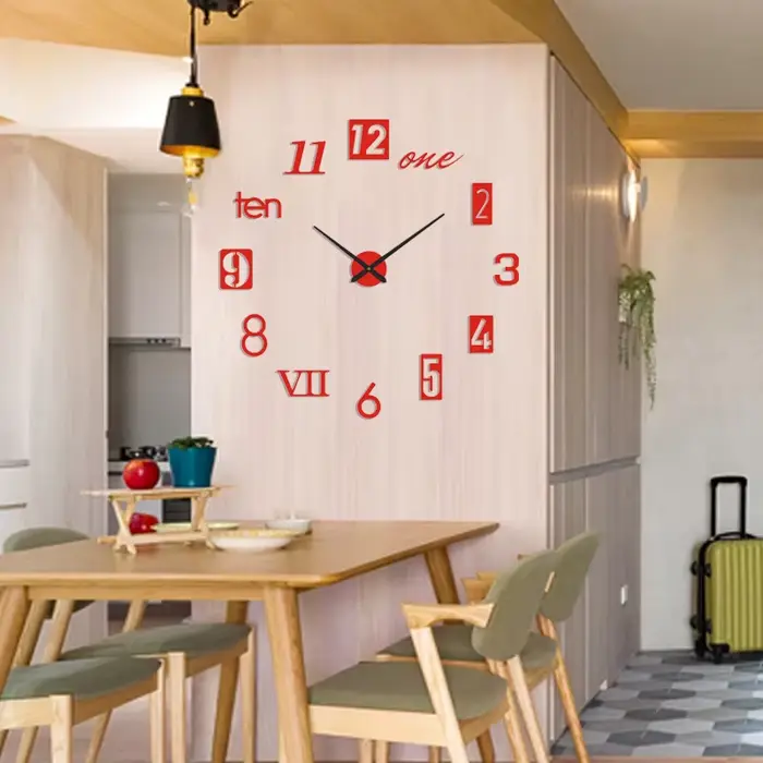 Horloge murale autocollante en chiffres romains, miroir acrylique, horloges à quartz, montre bricola