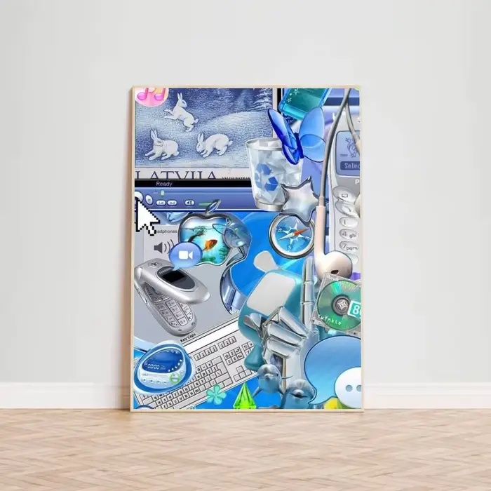 Affiche d'art Frutiger Aero pour la décoration moderne des bureaux à domicile