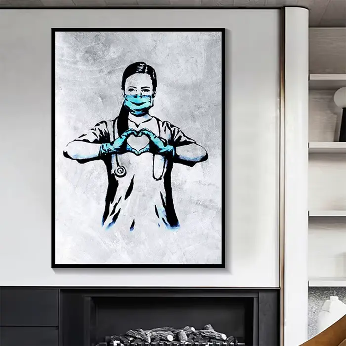 Banksy jeu changeur infirmière hommage toile peinture affiches abstraites et imprimés mur Art photos pour salon décor Cuadros
