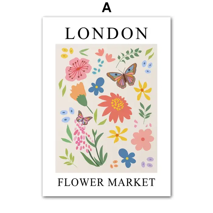 Affiche de fleurs sur toile, peinture abstraite, impression de marché aux fleurs, style nordique, ta