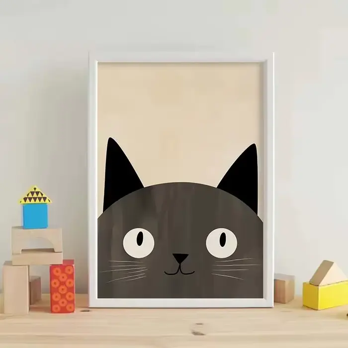 Affiche d'art minimaliste de chat mignon