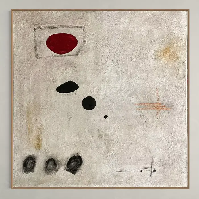 Peinture abstraite rouge extra large sur toile - Art texturé blanc minimaliste, décoration contemporaine pour la maison