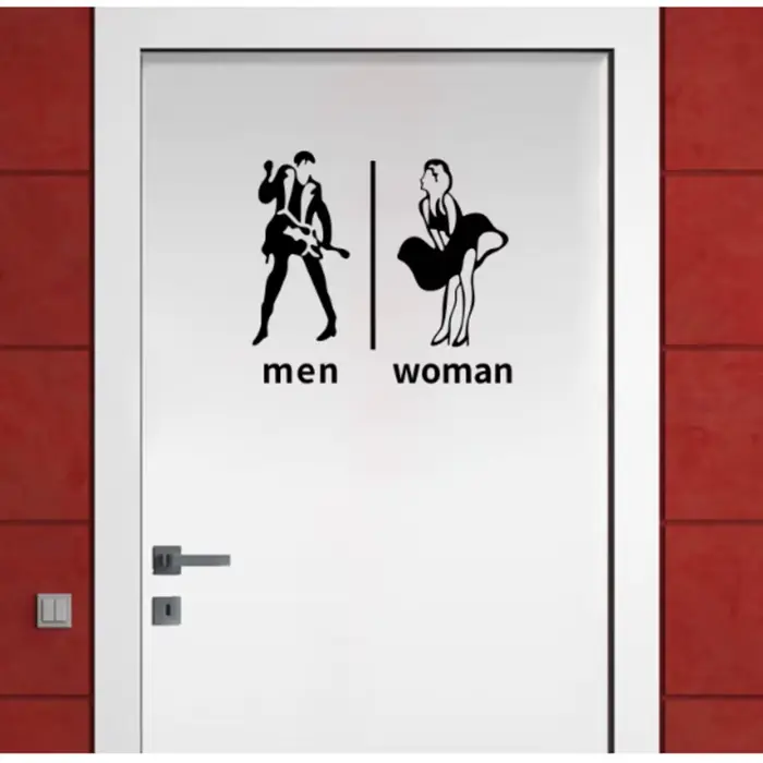 Magasin porte de toilette homme et femme Wc signe icône autocollant mural