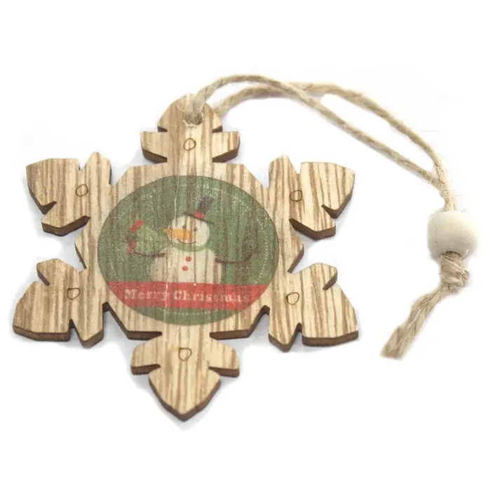 Pack of 2 Christmas Wooden Craft Decoration - Snowflake & Snowman