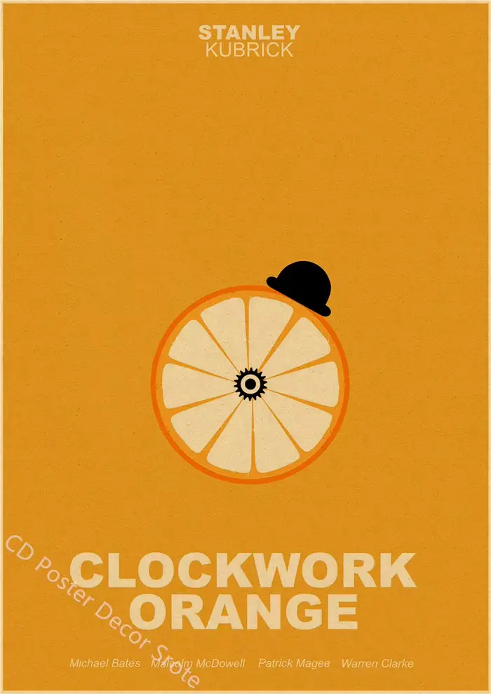 Affiche de Film classique A Clockwork Orange, Film de crime, affiches en papier Kraft, décor de sall