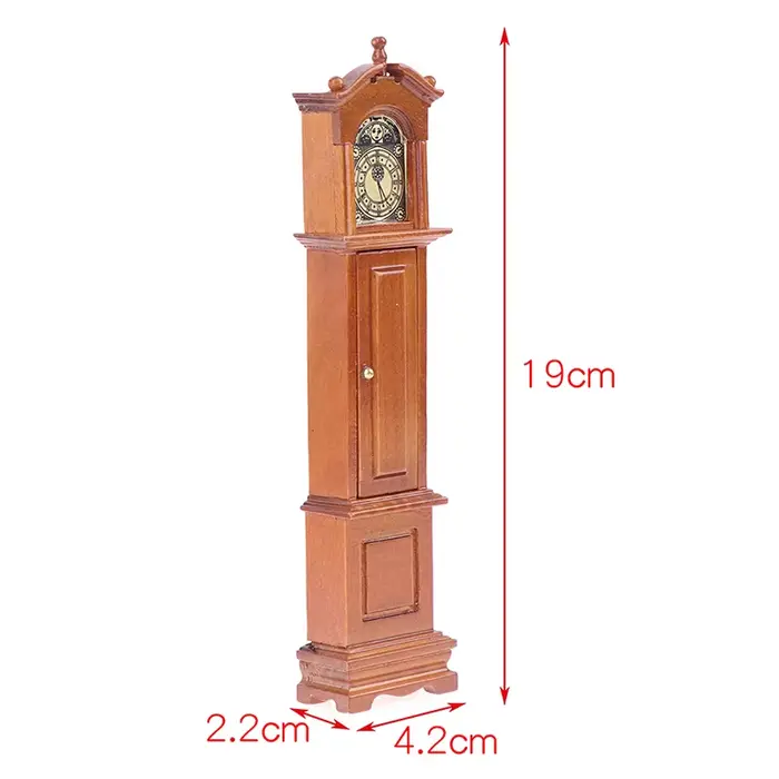 Horloge de grand-père en bois pour maison de poupée 1:12, modèle de meuble d'horloge au sol