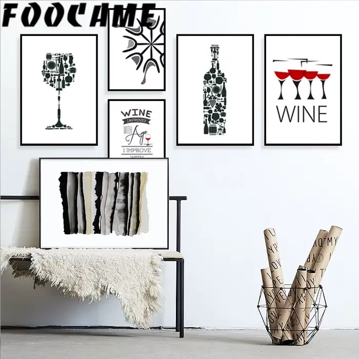 Affiche d'art mural abstrait nordique Wineglass