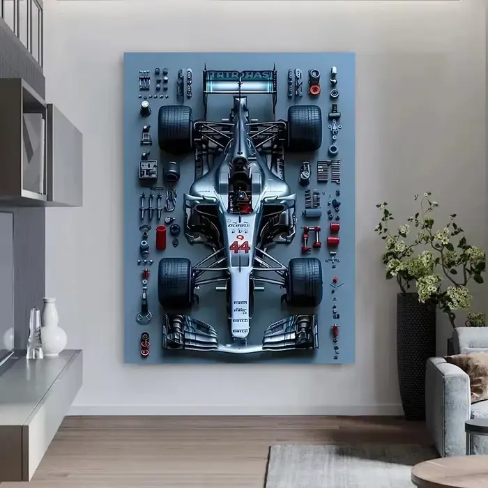 Art mural de la série F1 Racing – Affiche imprimée sur toile HD pour les passionnés de voitures, parfaite pour la décoration de la maison, du garage ou du club