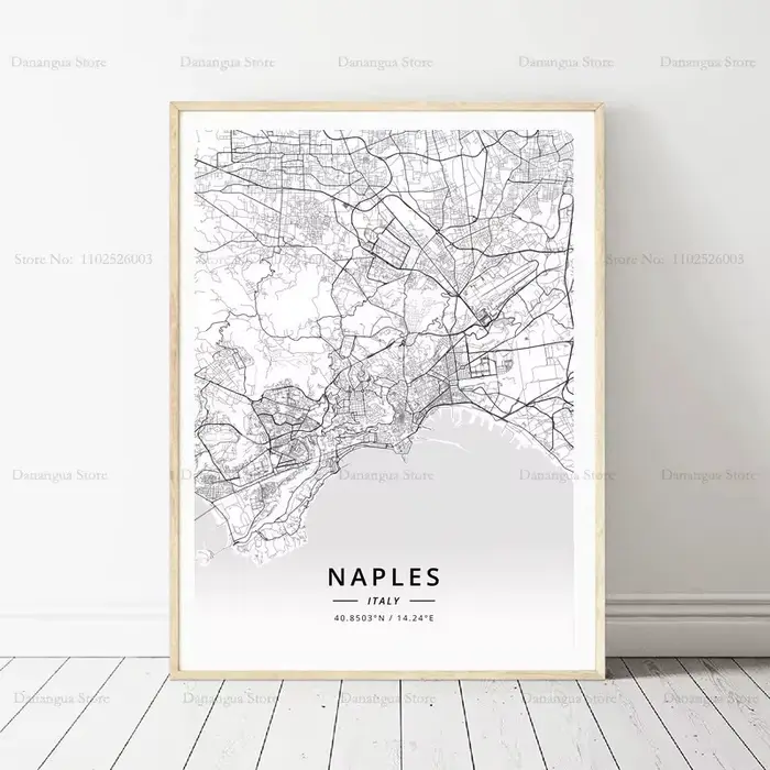 Lecce italie Milan Naples Padua Palermo Rimini carte Illustration toile peinture murale chambre décoration de la maison
