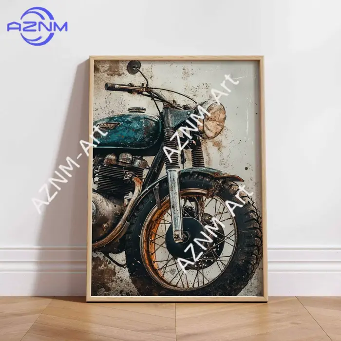 Affiche vintage Cafe Racer – Décoration murale moto style grunge