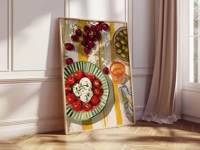 Impression d'art mural sur le thème de la cuisine méditerranéenne