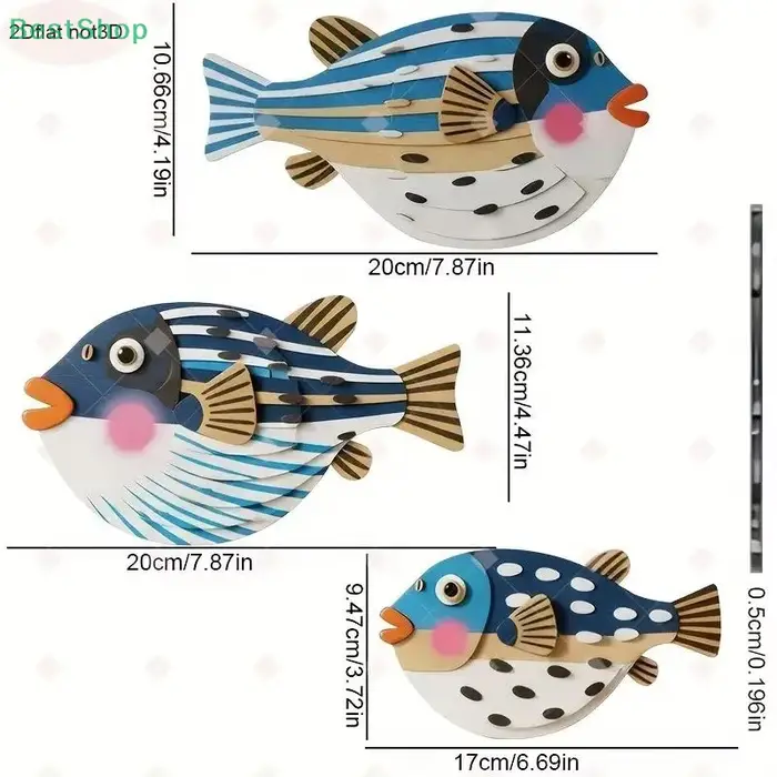 💕 Décoration murale suspendue à trois poissons