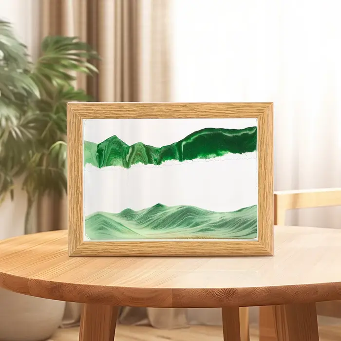 Cadre en bois paysage de sable en mouvement