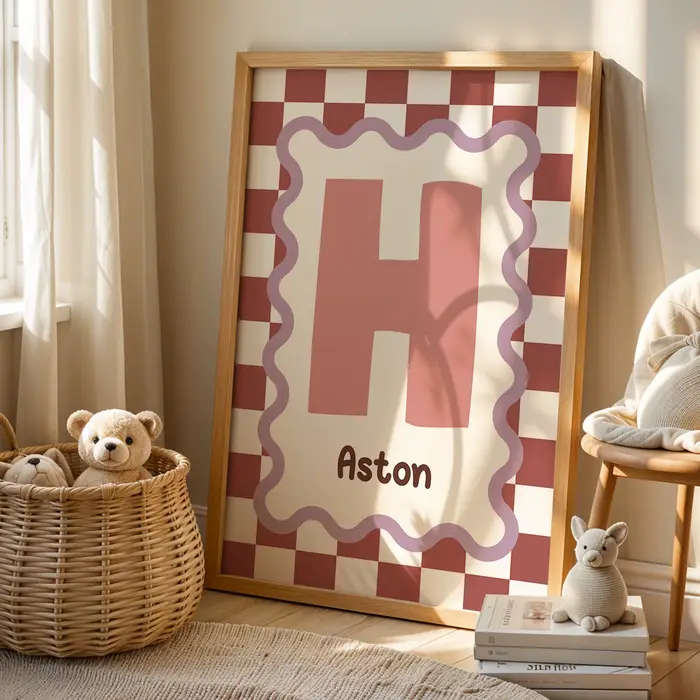 Affiche personnalisée avec nom et dessin animé pour enfant