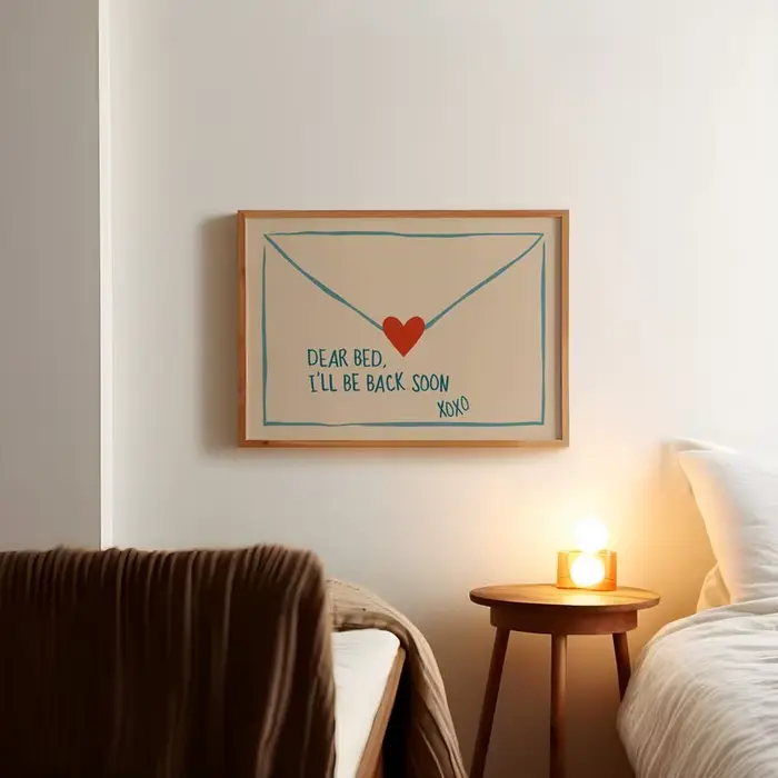 Impression sur toile moderne « Dear Bed Be Back Soon »