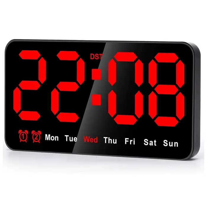Horloge murale numérique à LED, grand affichage, 12 H, 24H, grands chiffres, petite horloge murale s