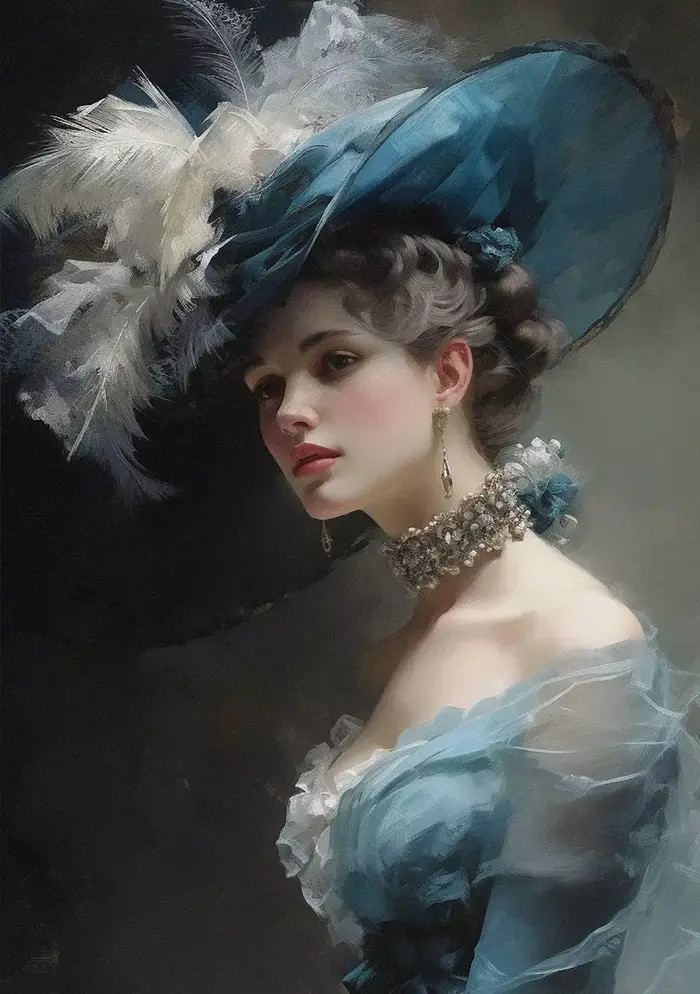 Affiche de portrait de femme élégante vintage avec grand chapeau, impression d'art mural, images sur