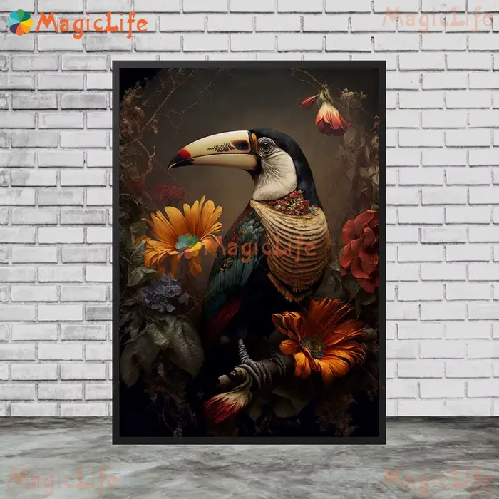 Affiche murale imprimée d'oiseaux de la Jungle