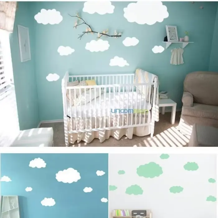 Autocollant mural PVC nuage blanc style nordique