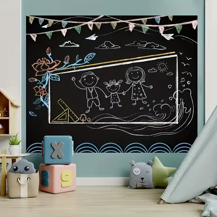 1 rouleau de papier peint auto-adhésif en vinyle détachable pour tableau noir