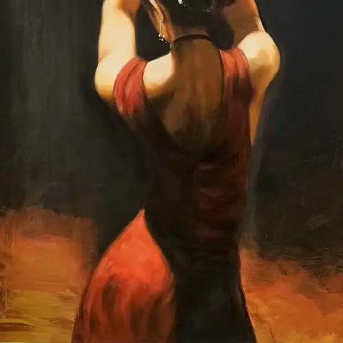 Peintures sur toile suspendues pour hôtel, peinture de danseuse de salon, peinture à l'huile de femme Latina, peinture peinte à la main de haute qualité