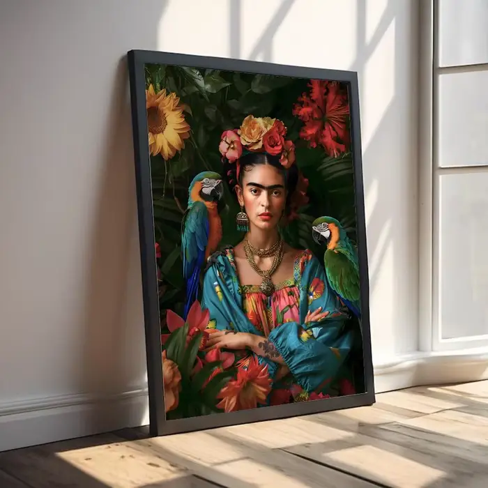 Affiche murale en toile de coton avec peinture et calligraphie Art Frida K-Kahlo - Peinture esthétiq